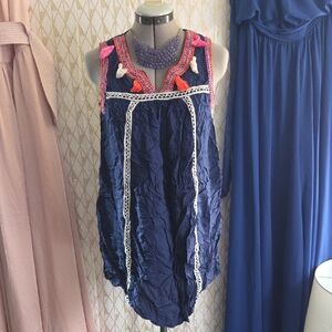 Red Camel Navy Blouse with Pink and White Details